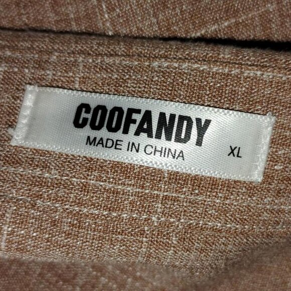 Men's Sz XL Coofandy brown button up short sleeve shirt - Picture 2 of 3